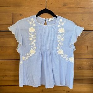 Zara trf embroidered floral top